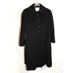Vintage 60s Zelinka Matlick Saks Fifth Avenue Black Virgin Wool Coat